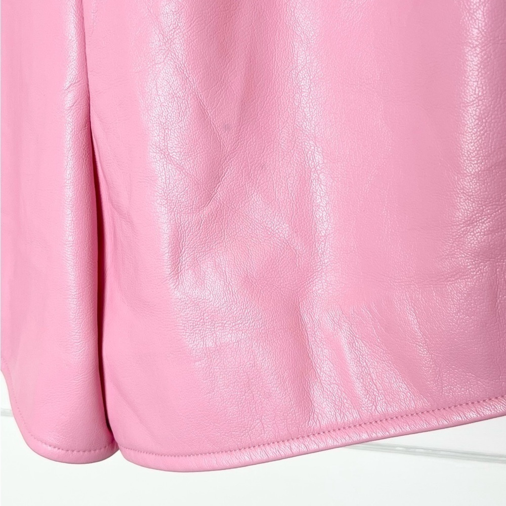 NWT FRANKIES BIKINIS Bubblegum Pink Vegan‎ Leather High Waisted Pull On Shorts M - Picture 10 of 10